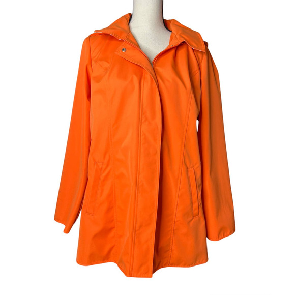 Dennis by Dennis Basso Women's Coat Size Small Orange Zipper Snap Close w/Hood - Picture 1 of 6
